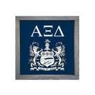 Alpha Xi Delta 12x12 Wood Framed Sign - Traditional Crest Blue Weathered Gray Wall Art & Signs
