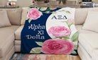 Alpha Xi Delta XL 60x80 Sherpa Throw Blanket - Midnight Rose Throw Blankets