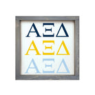 Alpha Xi Delta 12x12 Wood Framed Sign - Greek Letters Weathered Gray Wall Art & Signs