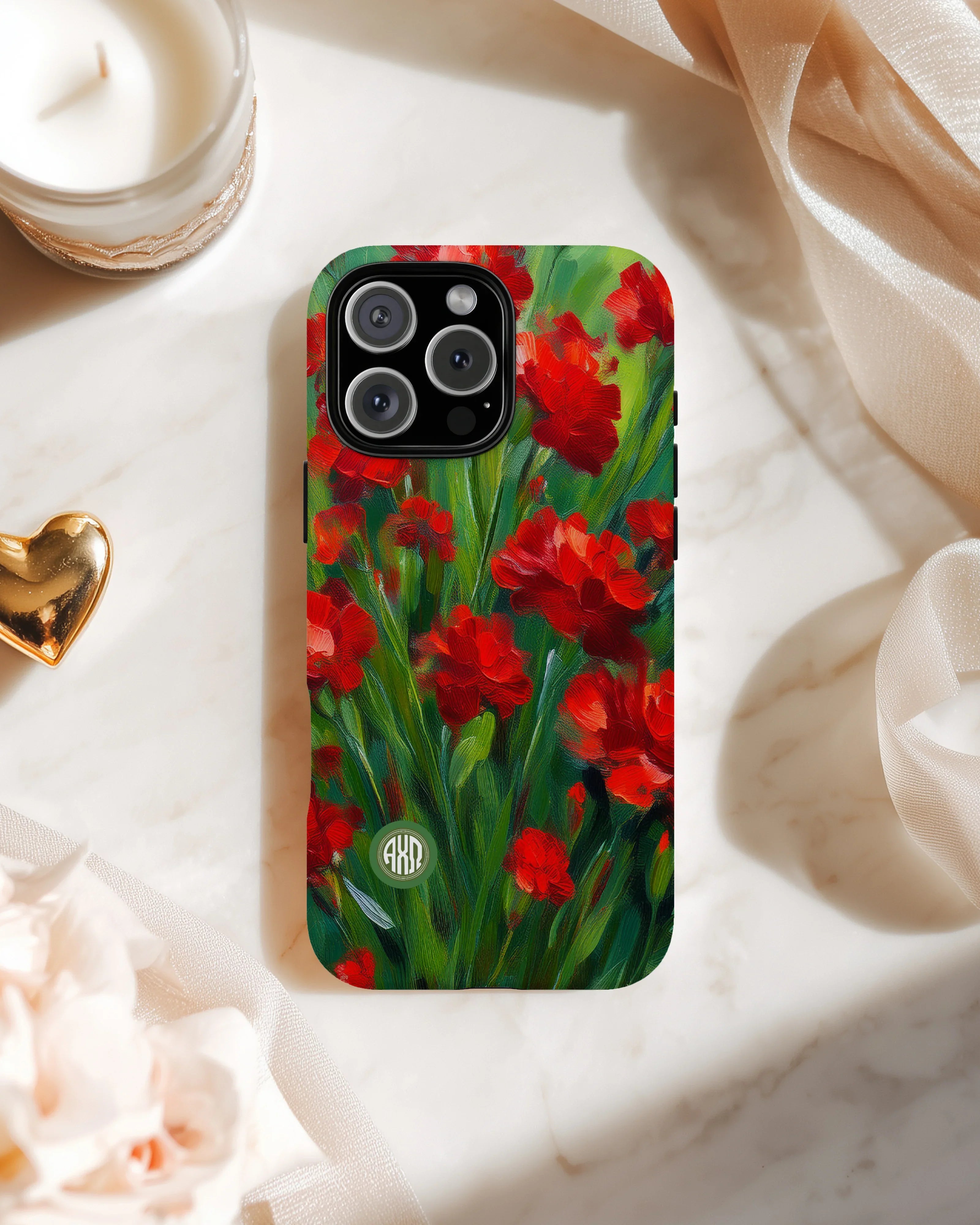 Alpha Chi Omega iPhone Mobile Phone Case - Bold Carnations | AXO Gifts