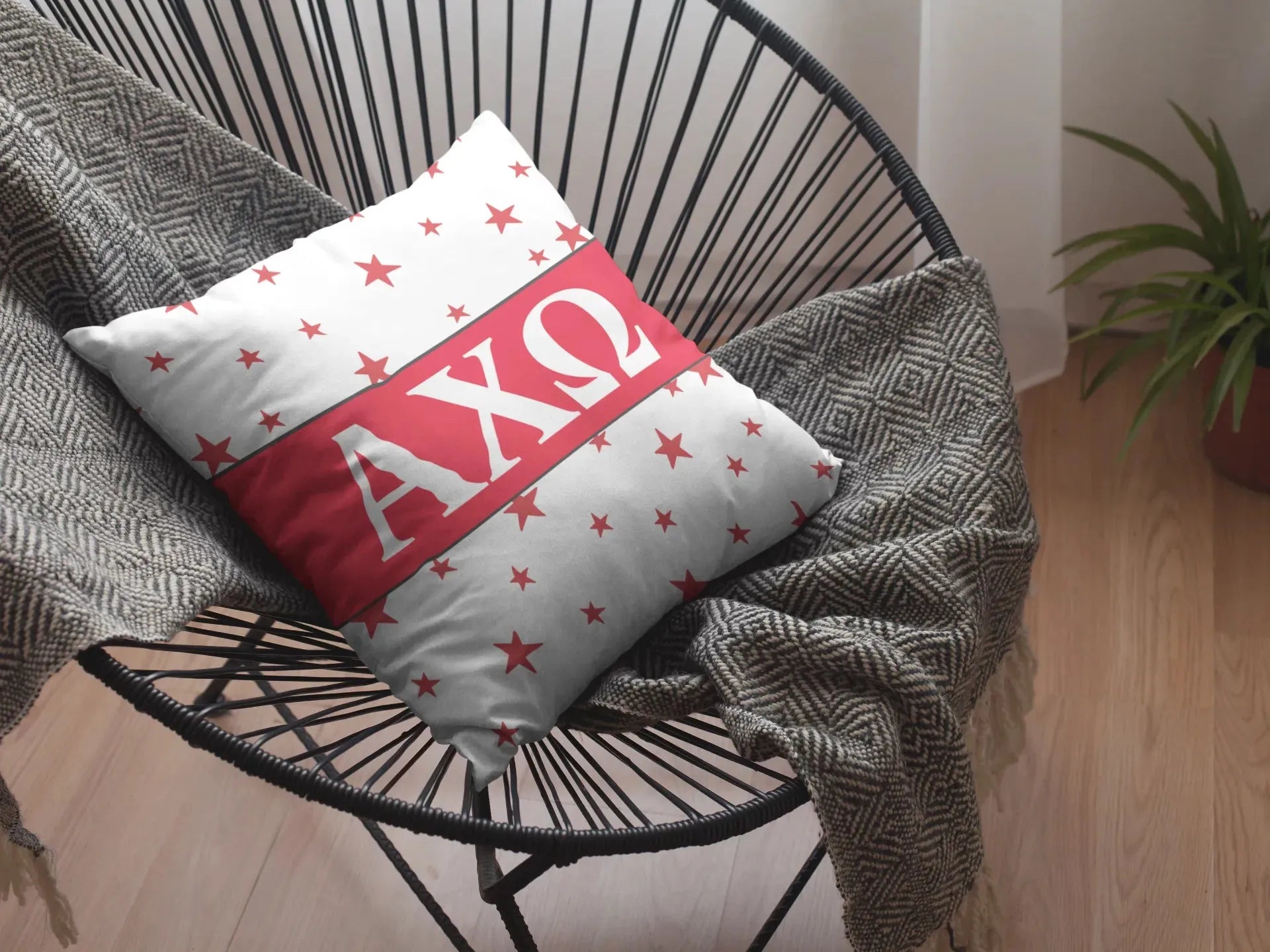 Alpha Chi Omega 18" Throw Pillow Cover - Scarlet Stars Pillow Covers