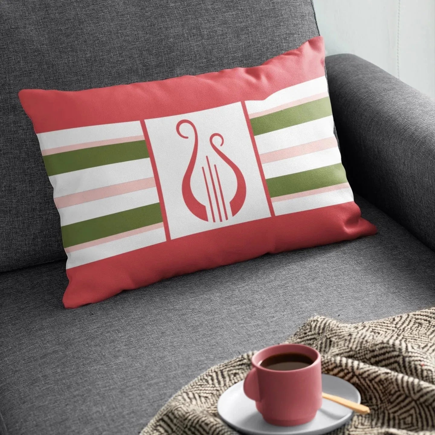 Alpha Chi Omega Lumbar Pillow Cover - Lyre Pillow Covers