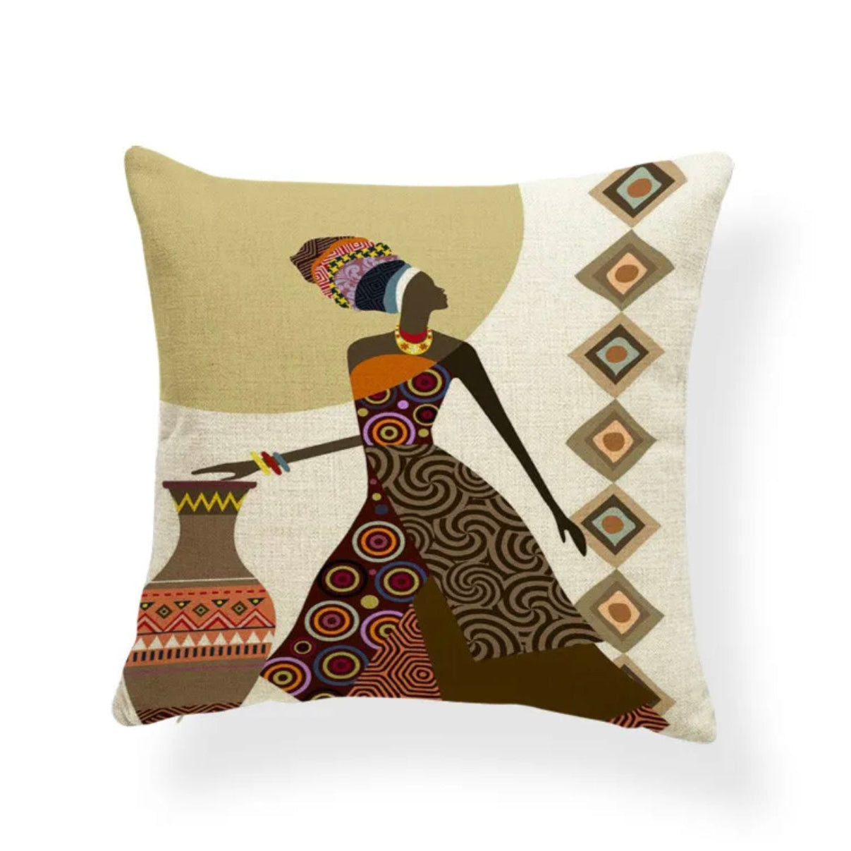 African Beauty Indoor/Outdoor Pillow Cover | Dorm Decor