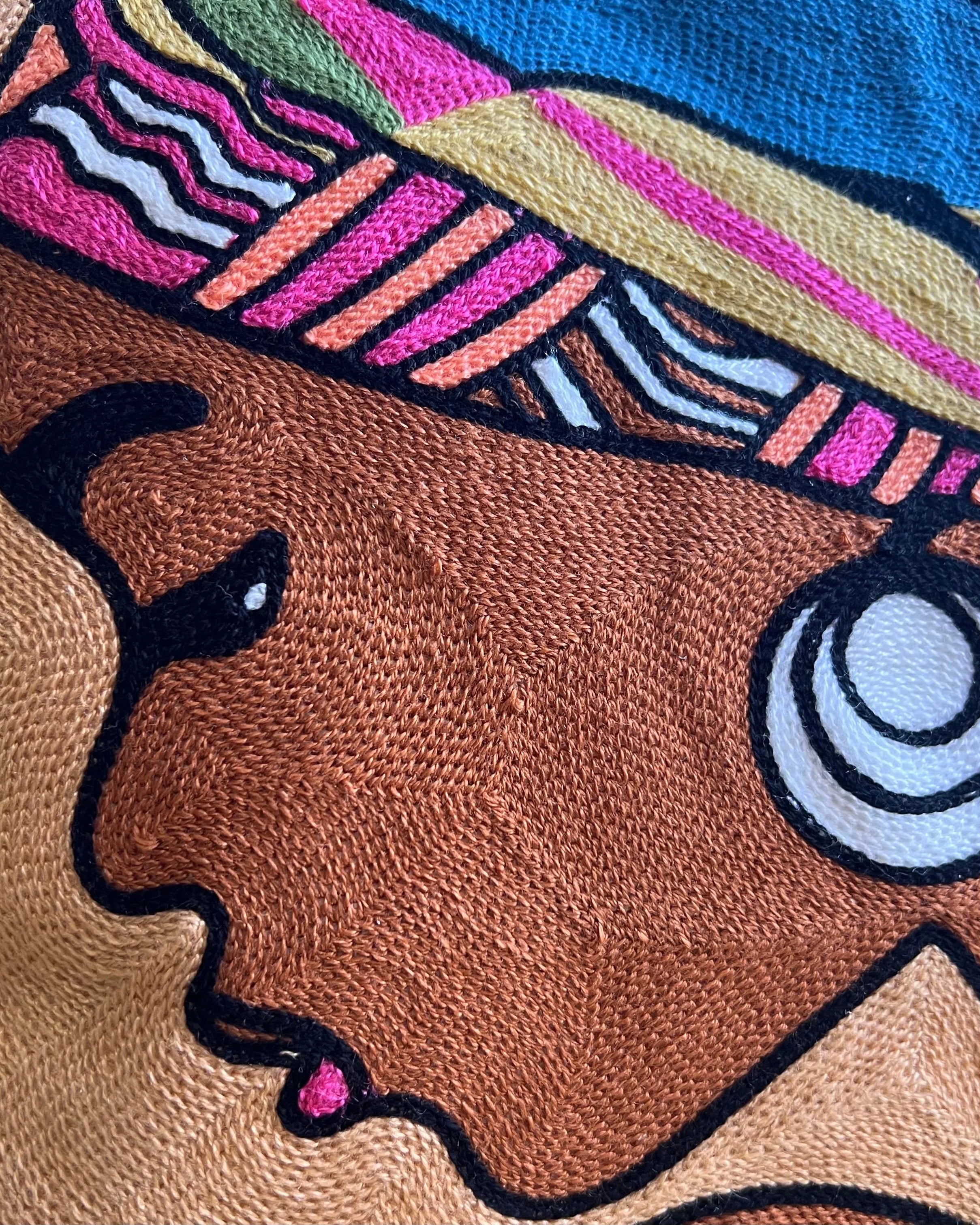 African Queen Embroidered Pillow Cover | Cultural Dorm Decor