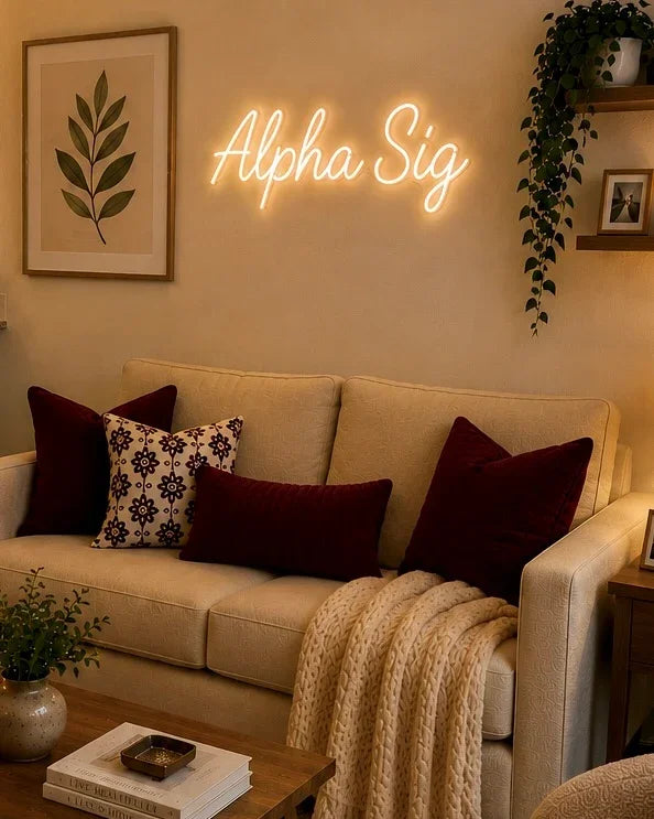 Alpha Sig LED Neon Script Sign w/ Dimmer | Dorm Wall Art | Custom Gift