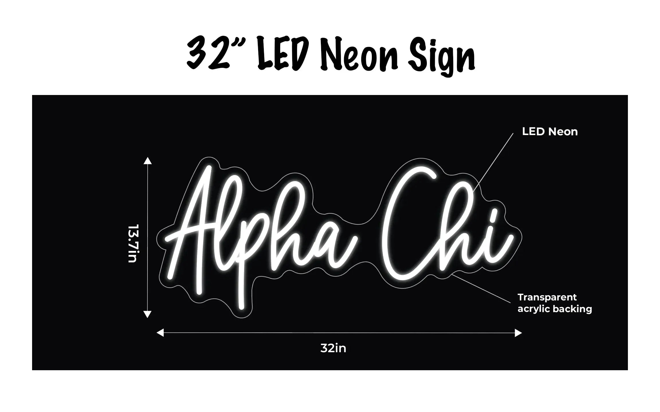 Alpha Chi Omega LED Neon Script Sign w/ Dimmer Neon Signs