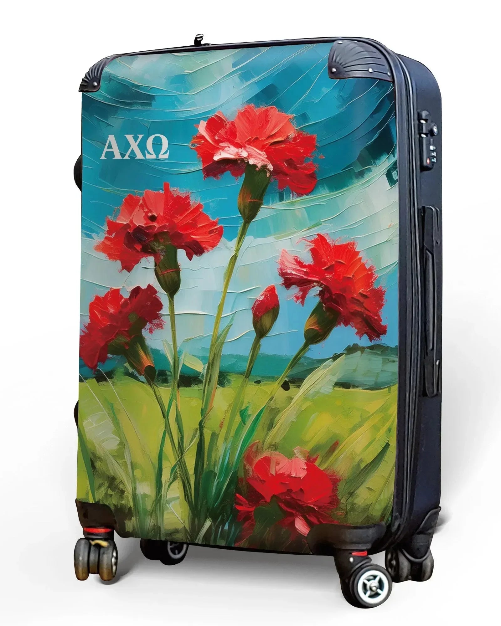 Alpha Chi Omega Carry-on Suitcase - Bold Carnations Suitcases