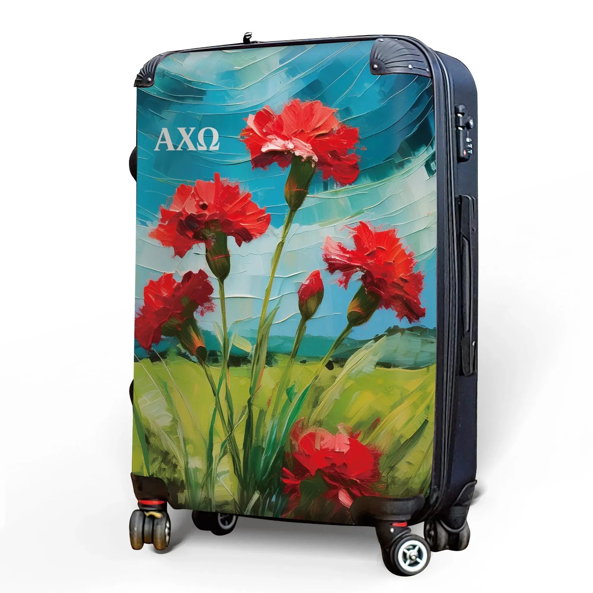 Alpha Chi Omega Carry-on Suitcase - Bold Carnations Suitcases