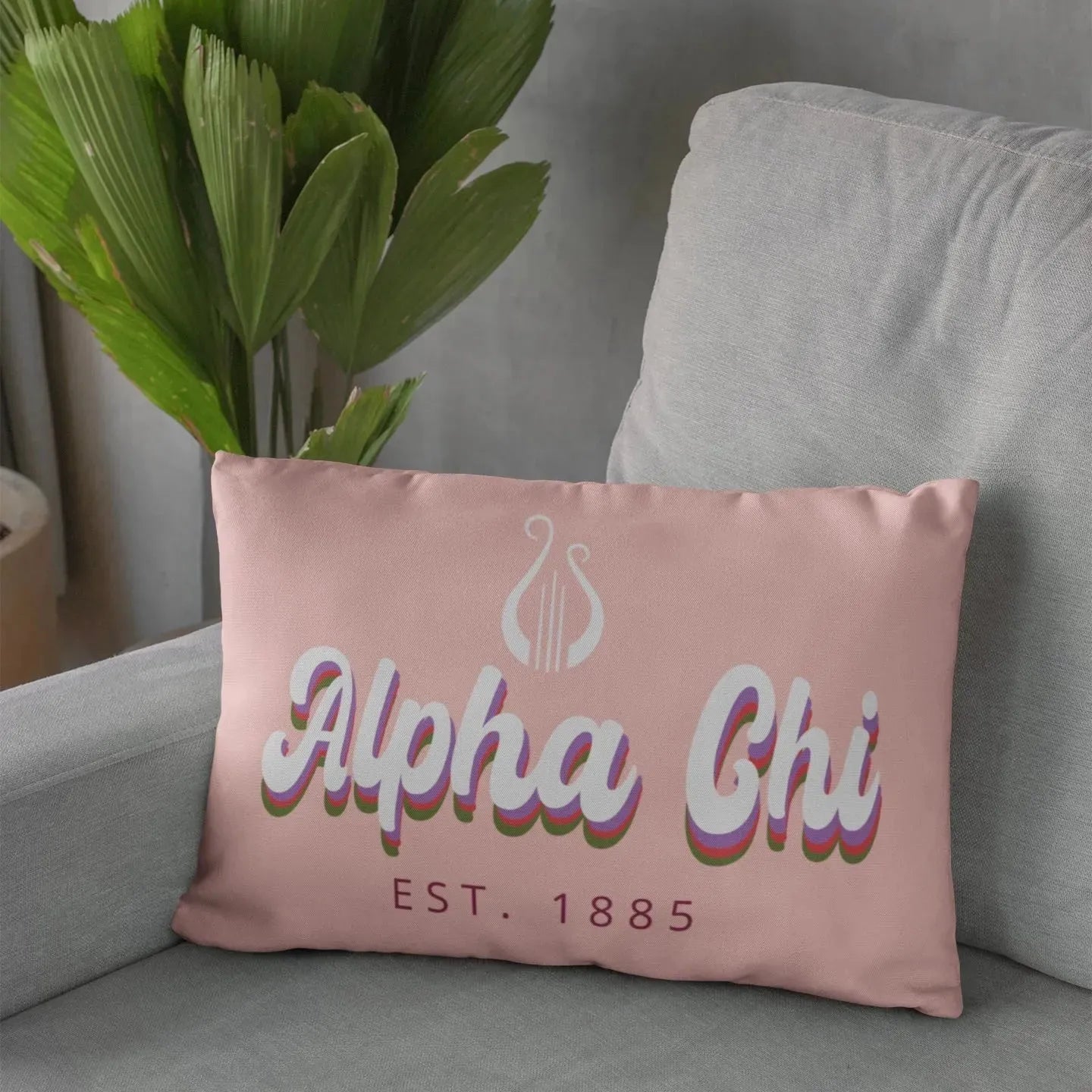 Alpha Chi Lumbar Pillow Cover - Retro Pillow Covers