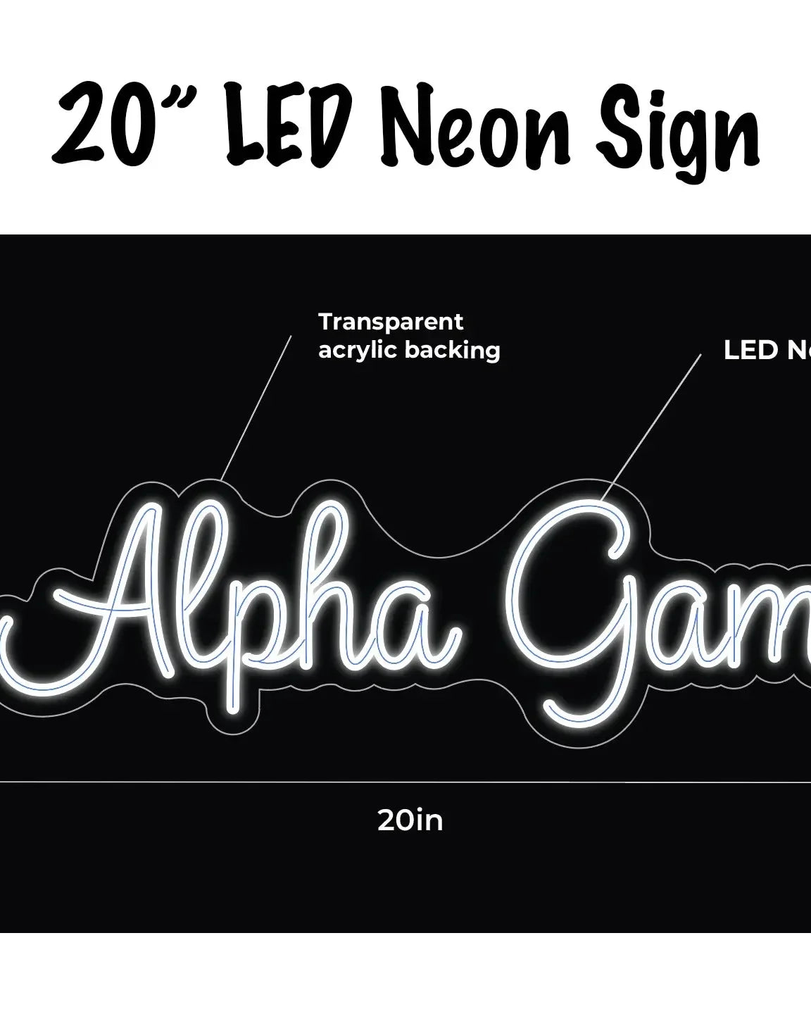 Alpha Gamma Delta LED Neon Script Sign w/ Dimmer Neon Signs