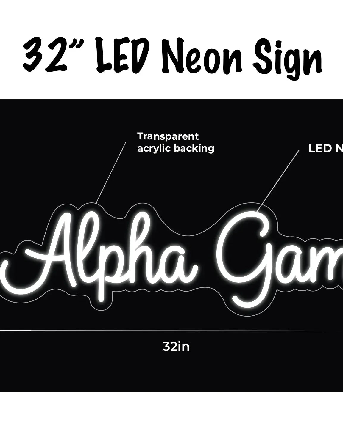 Alpha Gamma Delta LED Neon Script Sign w/ Dimmer Neon Signs
