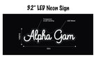 Alpha Gamma Delta LED Neon Script Sign w/ Dimmer Neon Signs