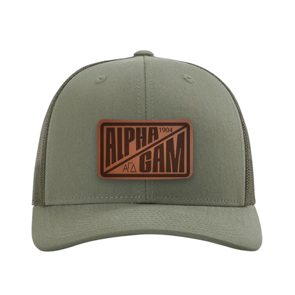 Alpha Gam Richardson 112 Leatherette Patch Trucker Hat Divide | Gifts