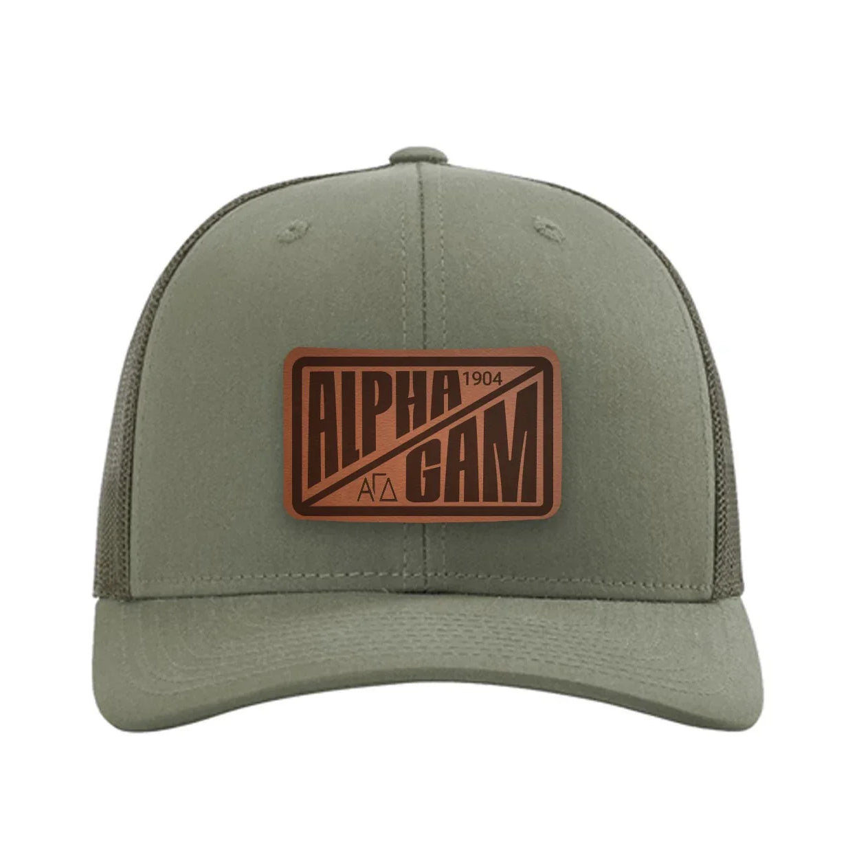 Alpha Gam Richardson 112 Leatherette Patch Trucker Hat Divide | Gifts