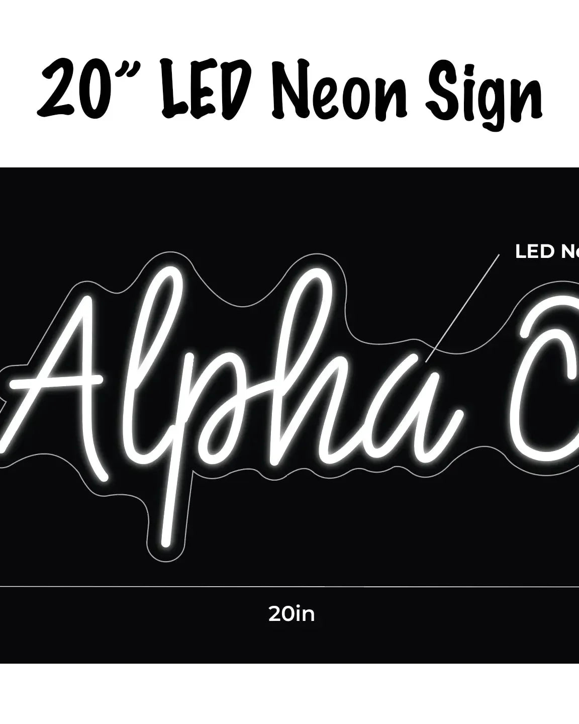 Alpha O LED Neon Script Sign w/ Dimmer Neon Signs