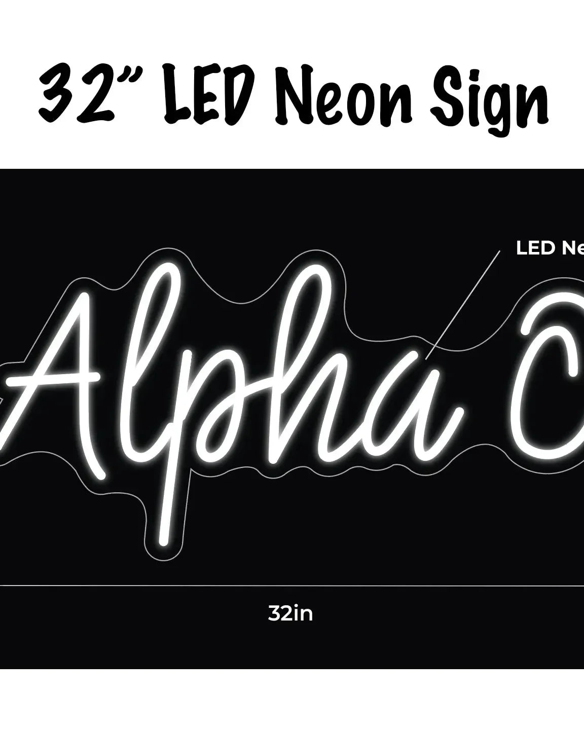 Alpha O LED Neon Script Sign w/ Dimmer Neon Signs