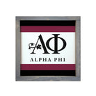 Alpha Phi 12x12 Wood Framed Sign - Traditional Stripes Weathered Gray Wall Art & Signs