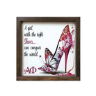 Alpha Phi 12x12 Wood Framed Sign - The Right Shoes Walnut Stain Wall Art & Signs