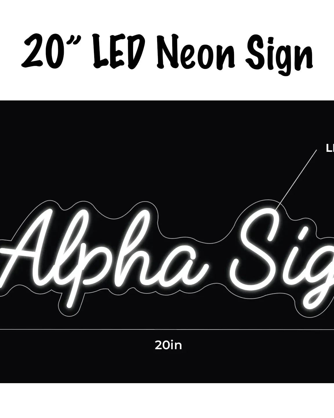 Alpha Sig LED Neon Script Sign w/ Dimmer Neon Signs