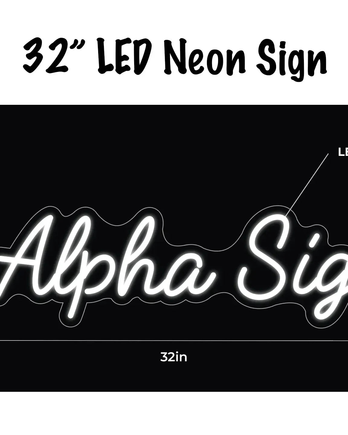Alpha Sig LED Neon Script Sign w/ Dimmer Neon Signs