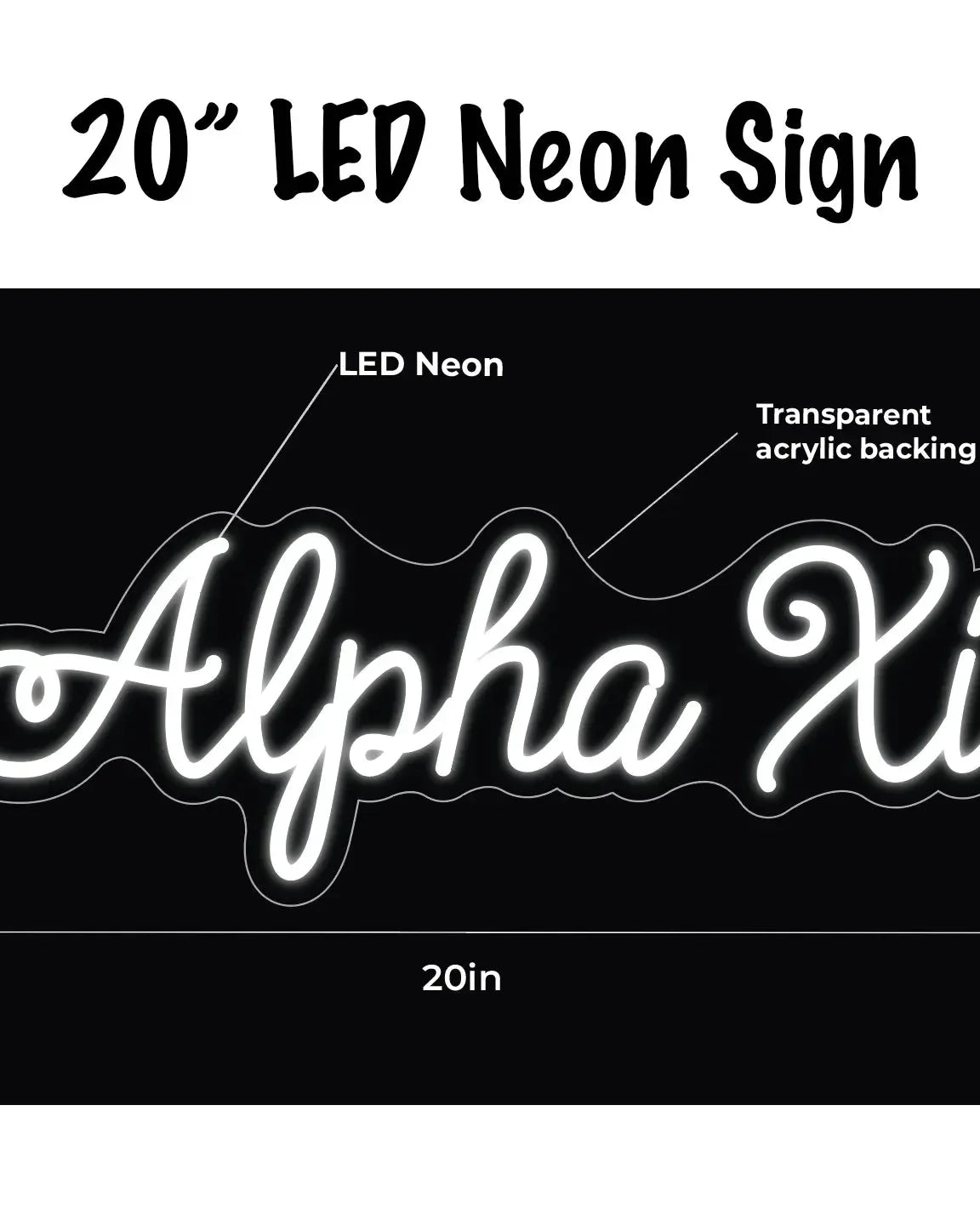 Alpha Xi LED Neon Script Sign w/ Dimmer Neon Signs