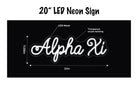 Alpha Xi LED Neon Script Sign w/ Dimmer Neon Signs