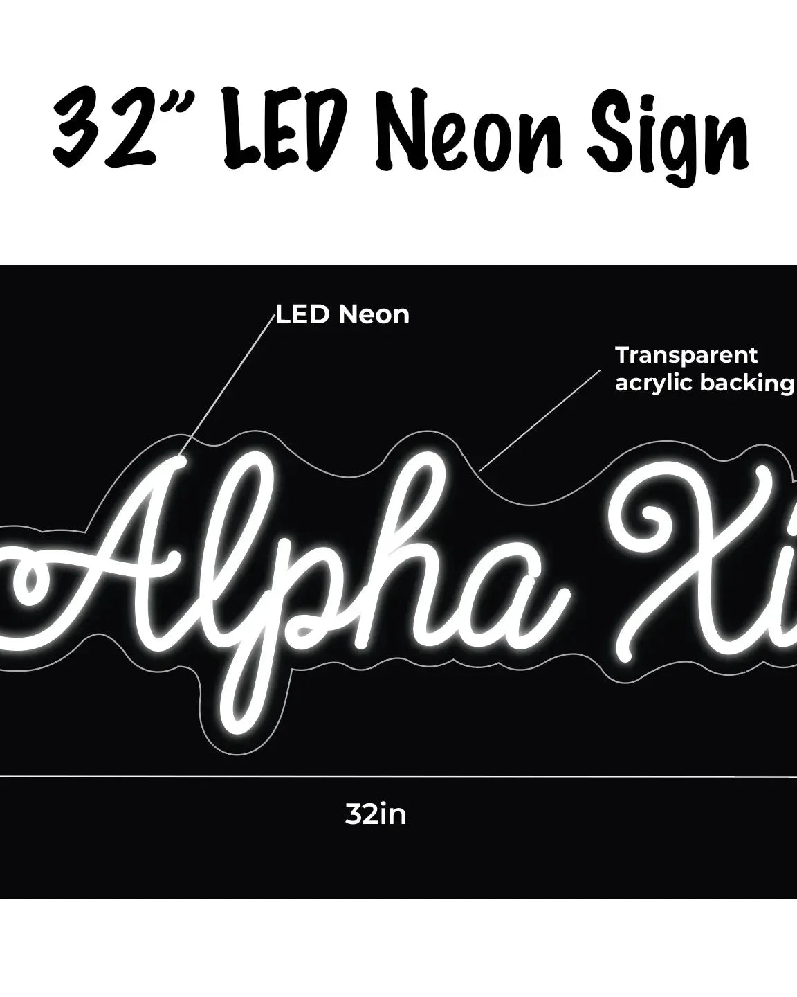 Alpha Xi LED Neon Script Sign w/ Dimmer Neon Signs