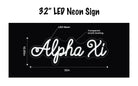 Alpha Xi LED Neon Script Sign w/ Dimmer Neon Signs