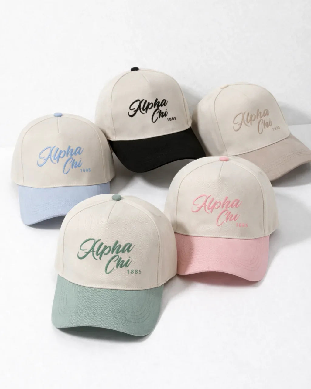 Alpha Chi Embroidered Two-Tone Baseball Cap - Script 1885 | AXO Gifts