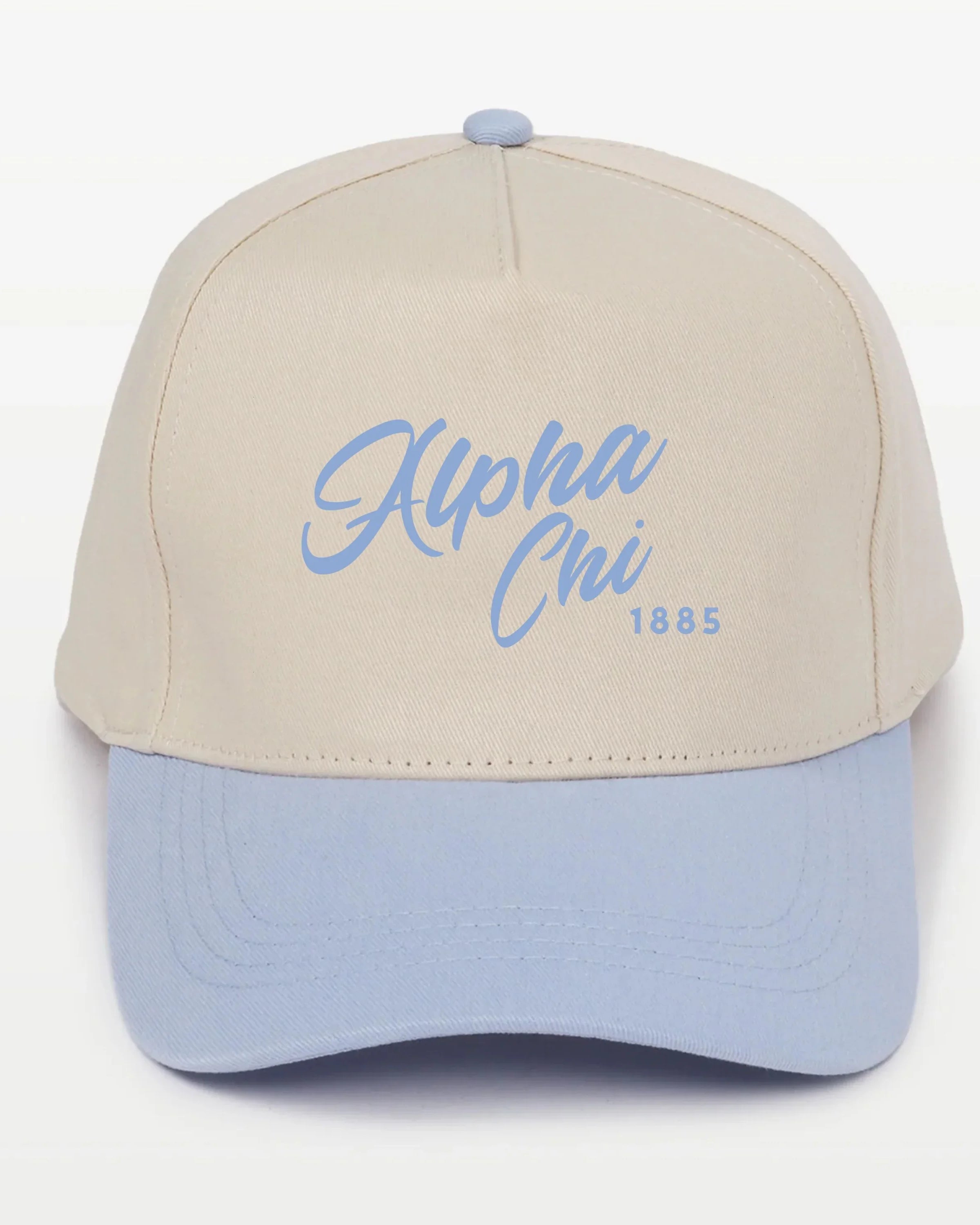 Alpha Chi Embroidered Two-Tone Baseball Cap - Script 1885 | AXO Gifts