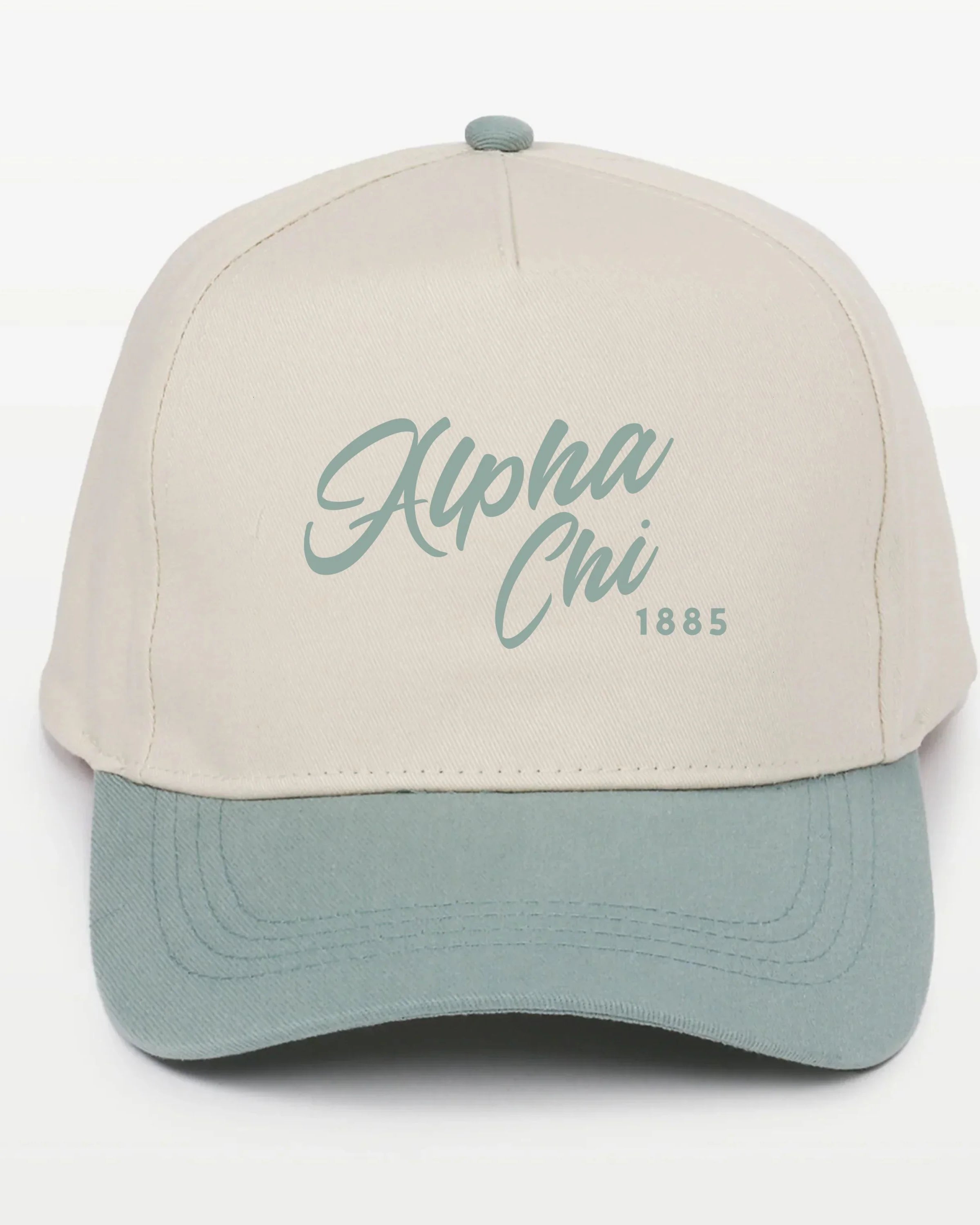 Alpha Chi Embroidered Two-Tone Baseball Cap - Script 1885 | AXO Gifts