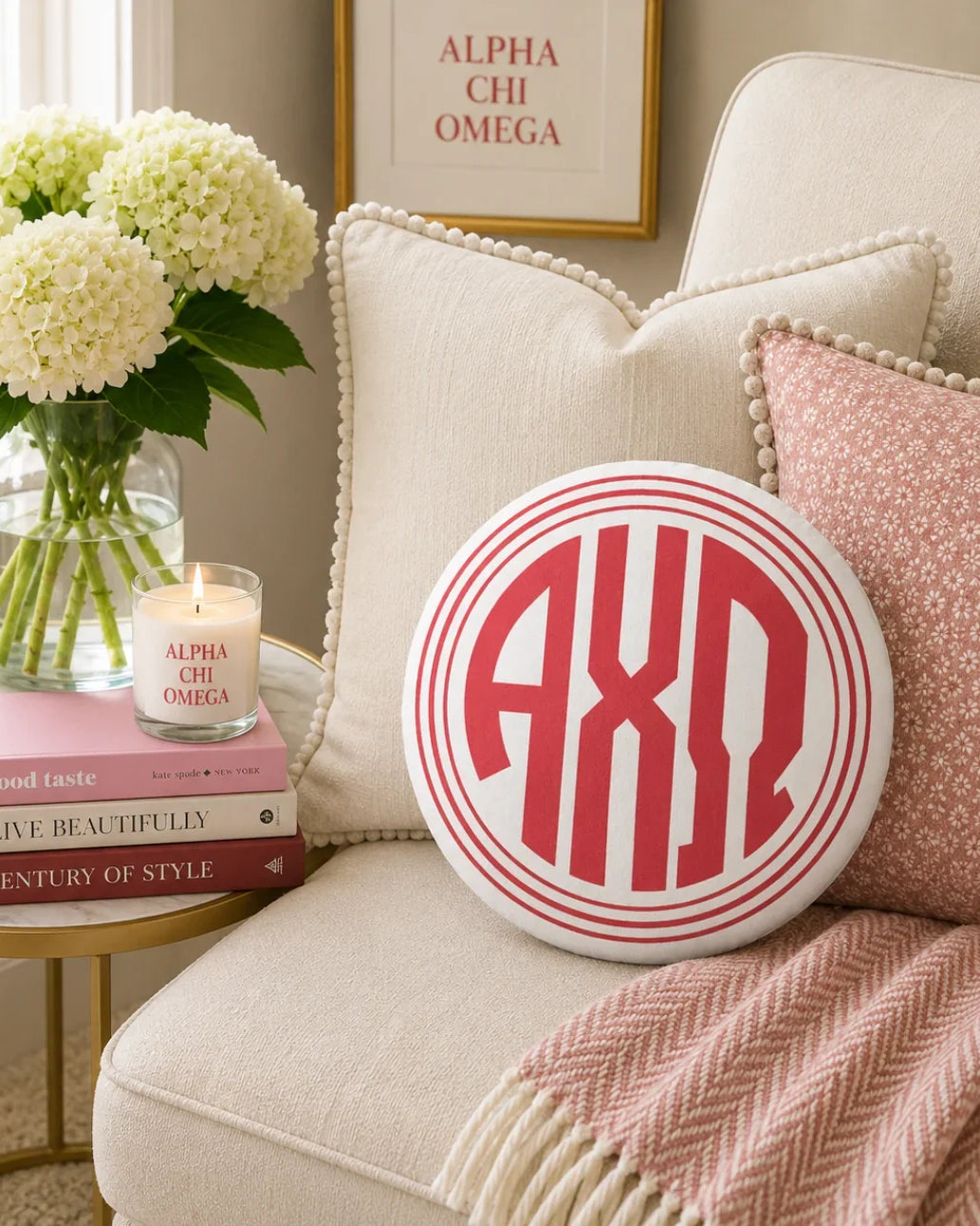 Alpha Chi Monogram Custom-Shape Throw Pillow | AXO Gifts
