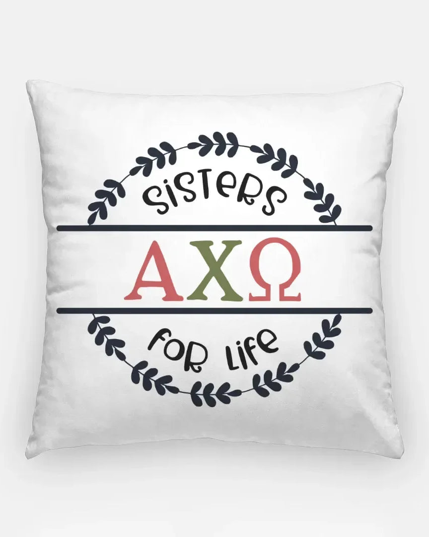 Alpha Chi Omega 18" Throw Pillow Cover -Sisters for Life Pillow Covers