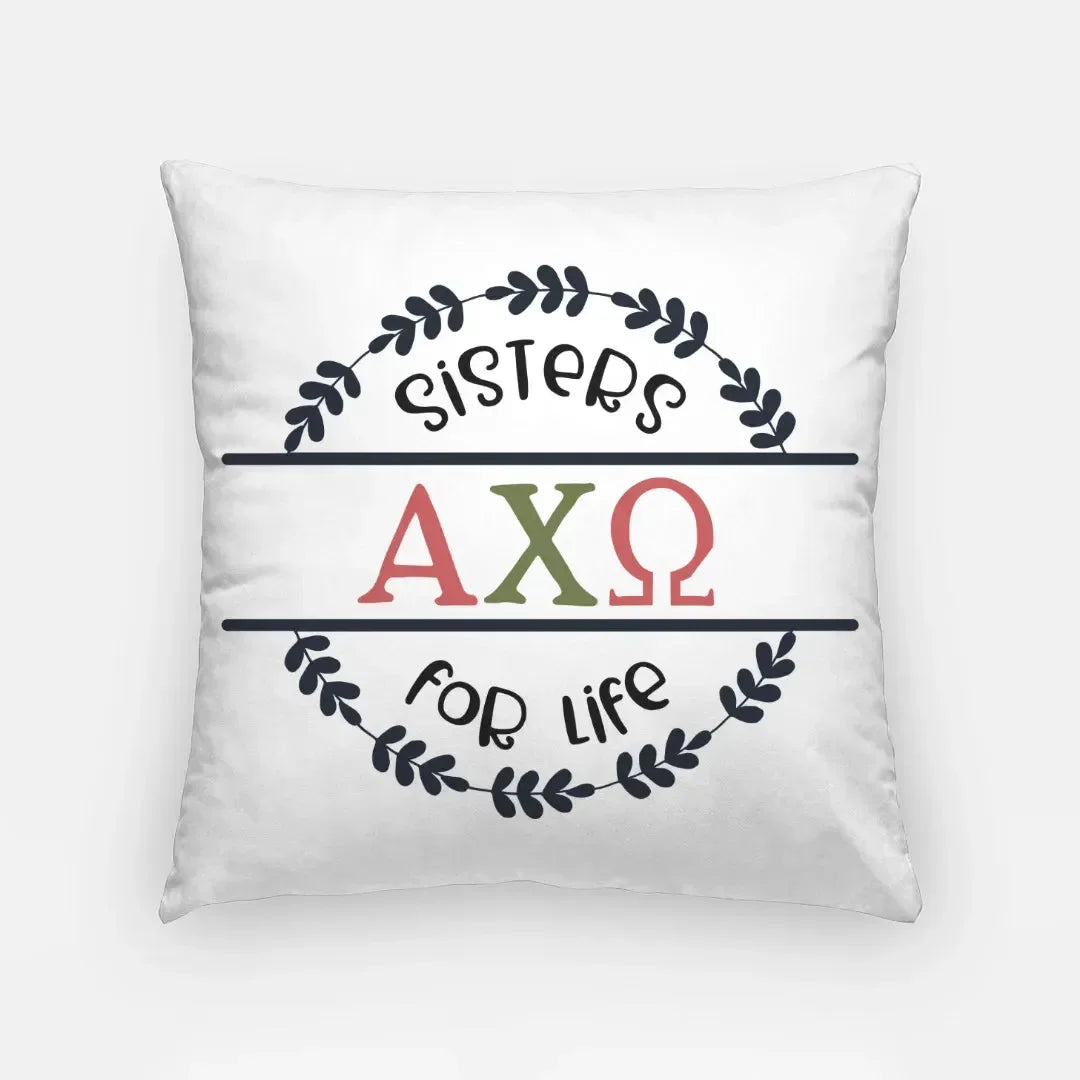 Alpha Chi Omega 18" Throw Pillow Cover -Sisters for Life Pillow Covers