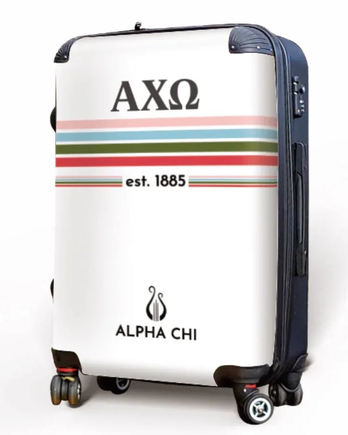 Alpha Chi Omega Carry-on Luggage - Preppy Stripes Suitcases