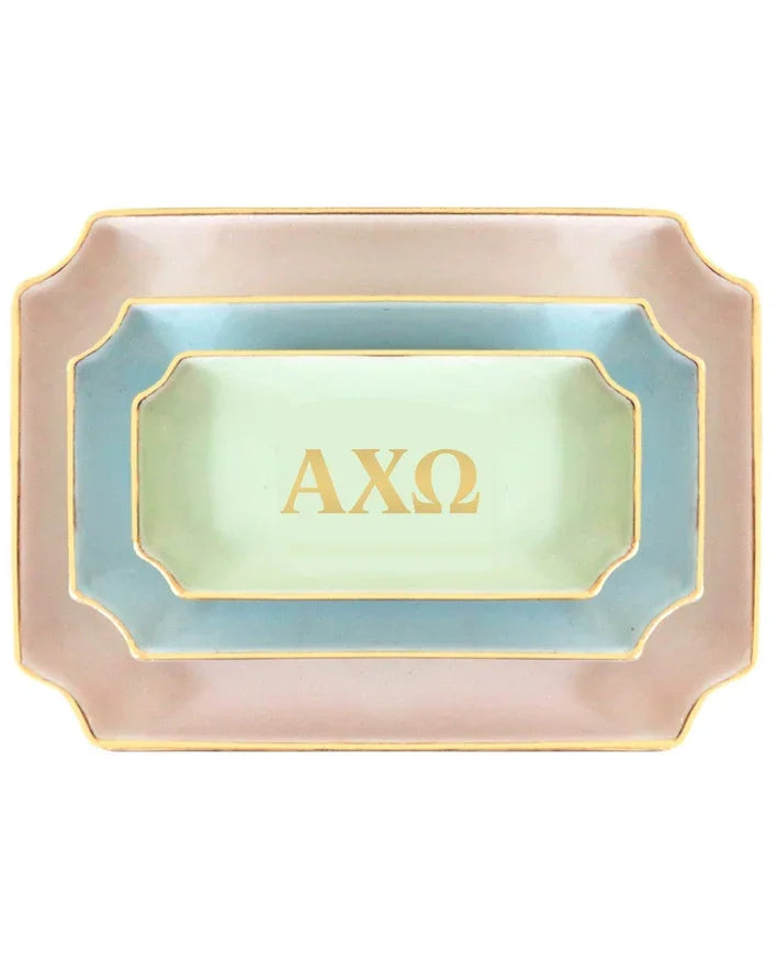 Alpha Chi Omega Gold Monogram Decorative Tray | AXO Big Little Gifts