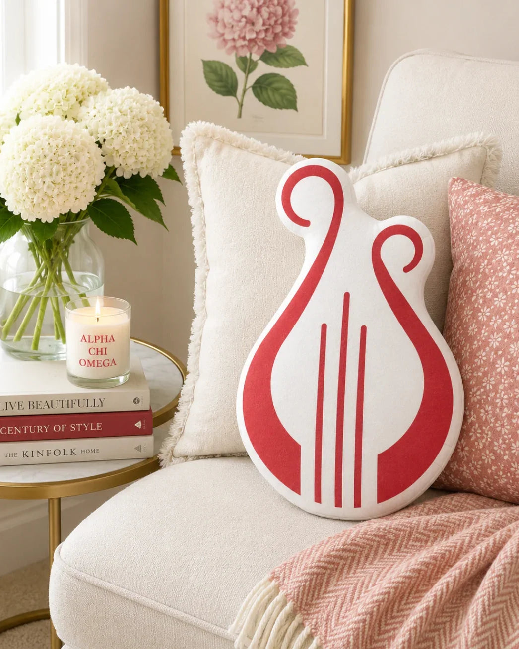 Alpha Chi Omega Lyre Custom-Shape Throw Pillow | AXO Gift
