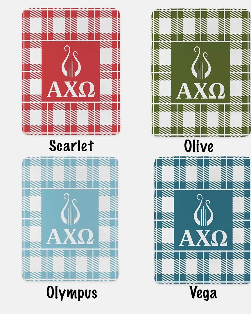 Alpha Chi Omega XL 60x80 Plaid Sherpa Throw Blanket ColorSwatch
