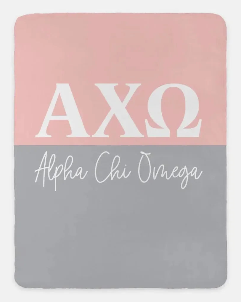 Alpha Chi Omega XL 60x80 Sherpa Throw BlanketColor Block Hera Chord