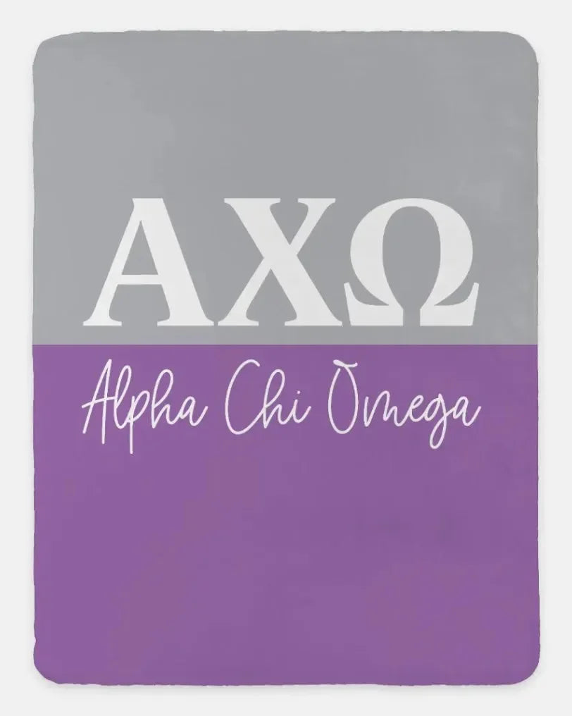 Alpha Chi Omega XL 60x80 Sherpa Throw Blanket Color Block Chord Iris