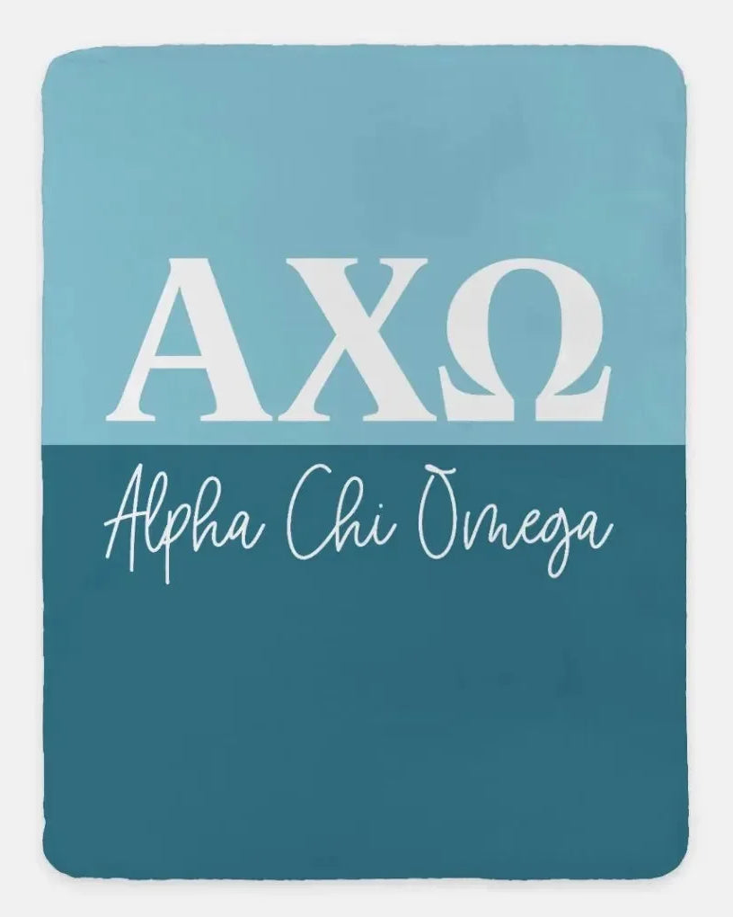 Alpha Chi Omega XL 60x80 Sherpa Throw Blanket Color Block Olympus Vega