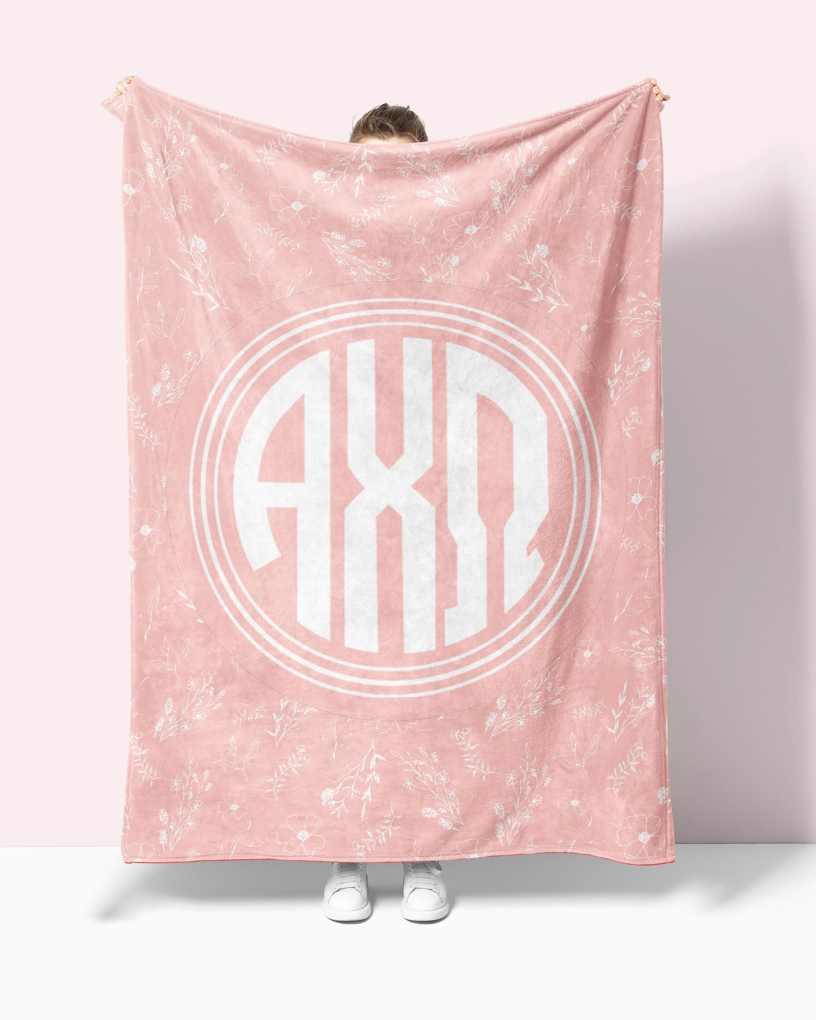 Alpha Chi Omega XL 60x80 Sherpa Throw Blanket - Vintage Floral | AXO