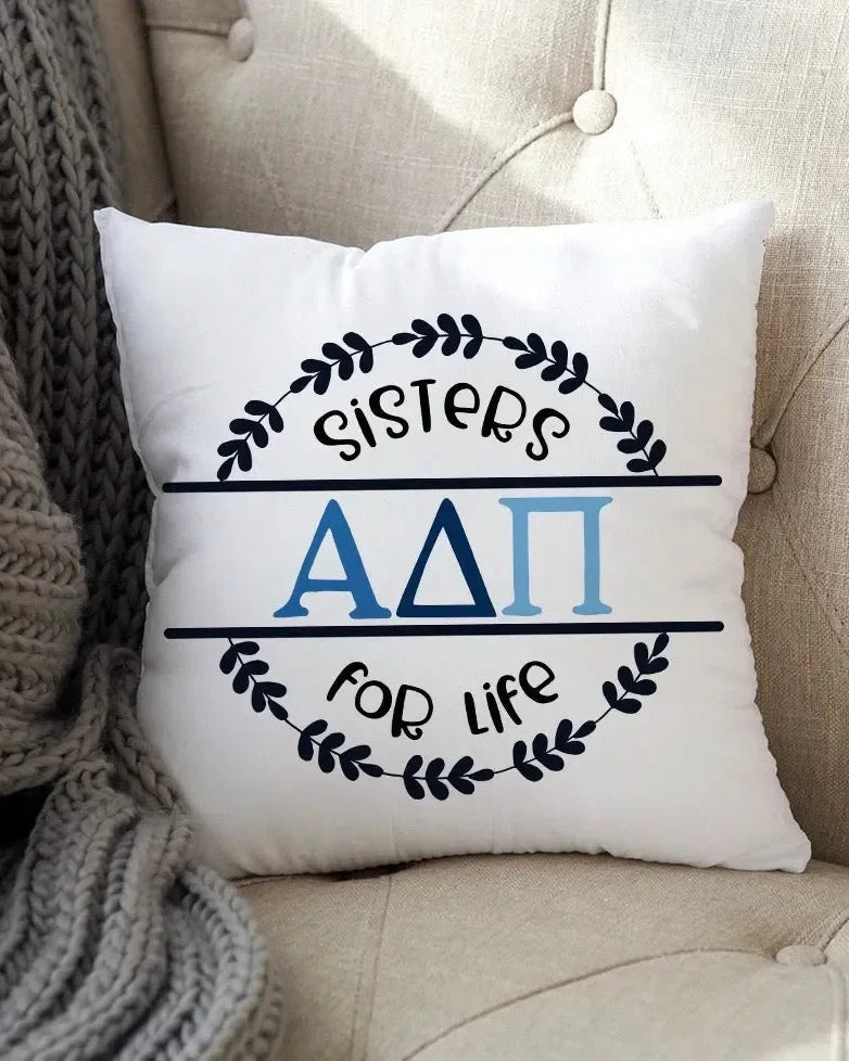 Alpha Delta Pi 18" Throw Pillow Cover - Sisters for Life Pillow Covers