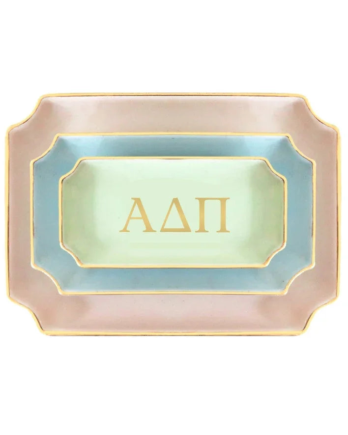 Alpha Delta Pi Gold Monogram Ceramic Decorative Tray