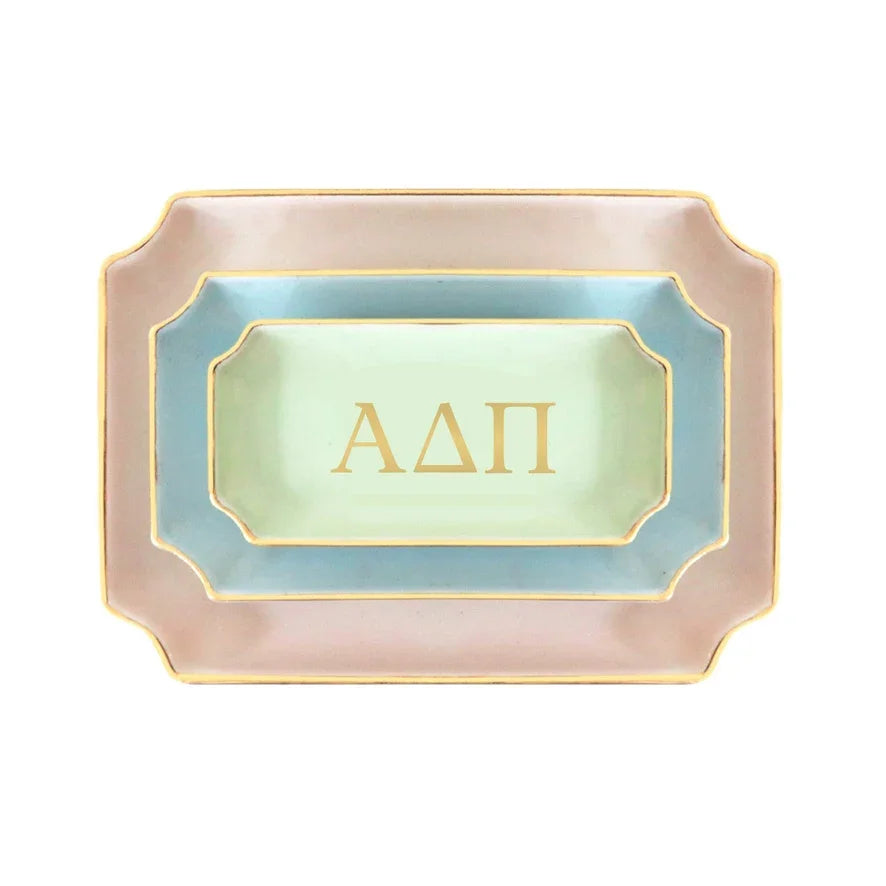 Alpha Delta Pi Gold Monogram Ceramic Decorative Tray