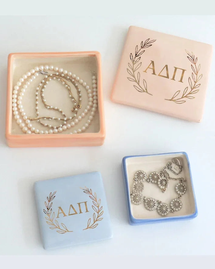 Alpha Delta Pi Wreath Gold Monogram Two-Tone Box | ADPi Keepsake Gift