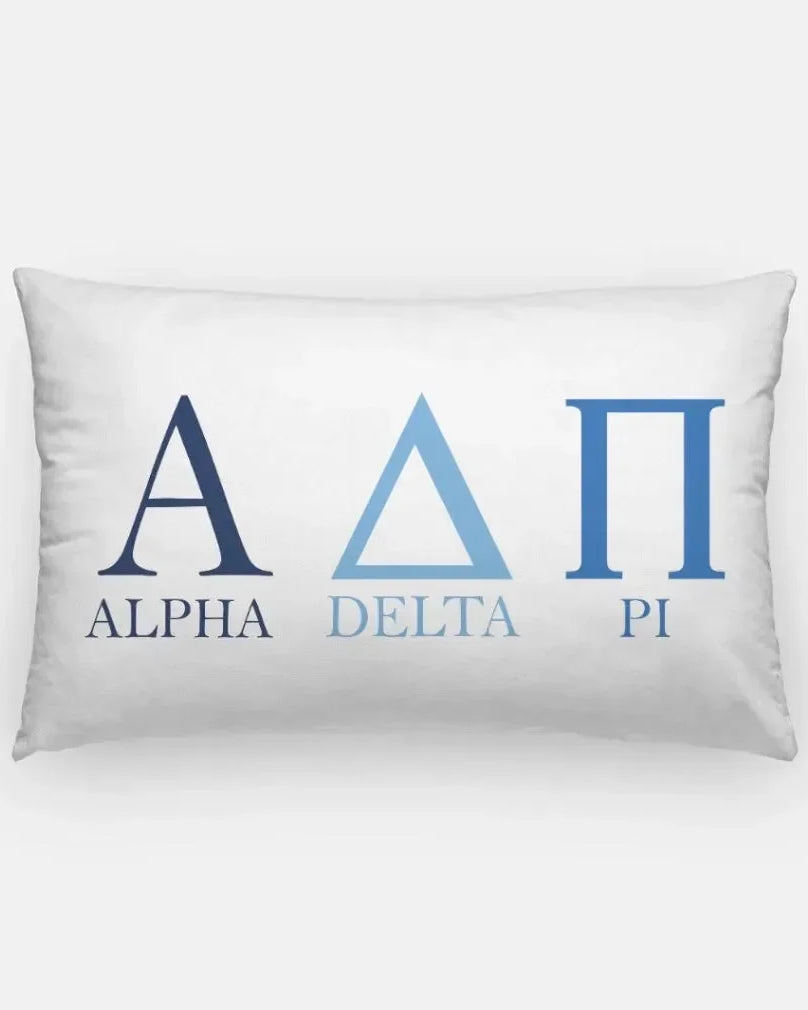 Alpha Delta Pi Lumbar Pillow Cover - Greek Letters White Pillow Covers