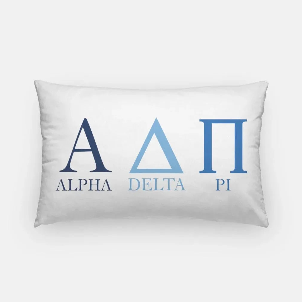 Alpha Delta Pi Lumbar Pillow Cover - Greek Letters White Pillow Covers