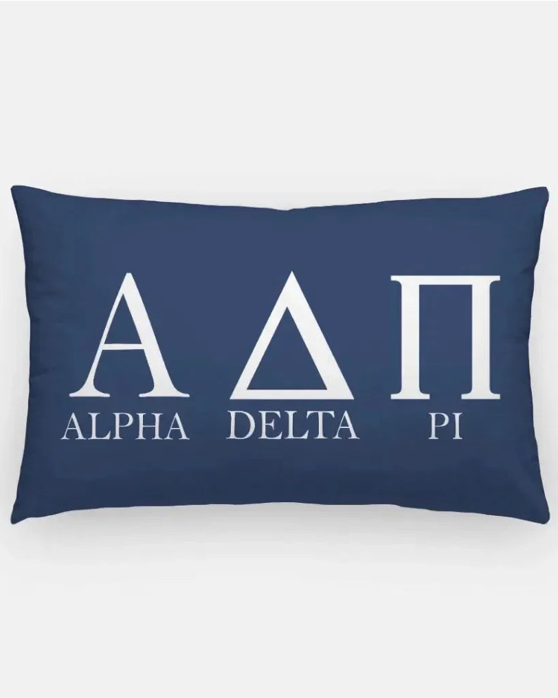 Alpha Delta Pi Lumbar Pillow Cover - Greek Letters Midnight Pillow Covers