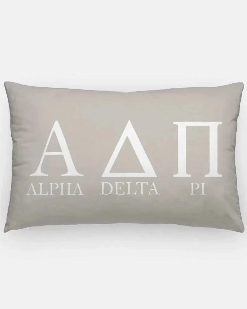 Alpha Delta Pi Lumbar Pillow Cover - Greek Letters Sand Pillow Covers